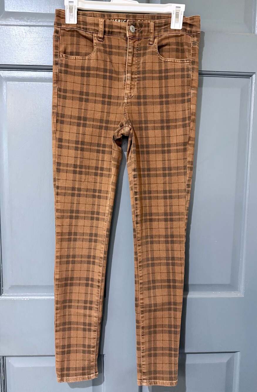American Eagle Outfitters Super Hi-Rise Jegging Plaid Jeans